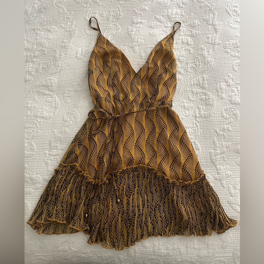 Elegant Mustard Patterned Dress